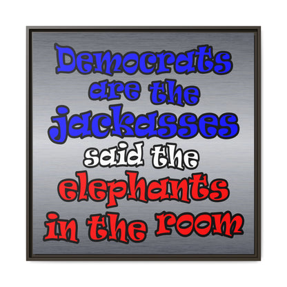 donkeys and elephants - framed canvas art (brushed nickel)