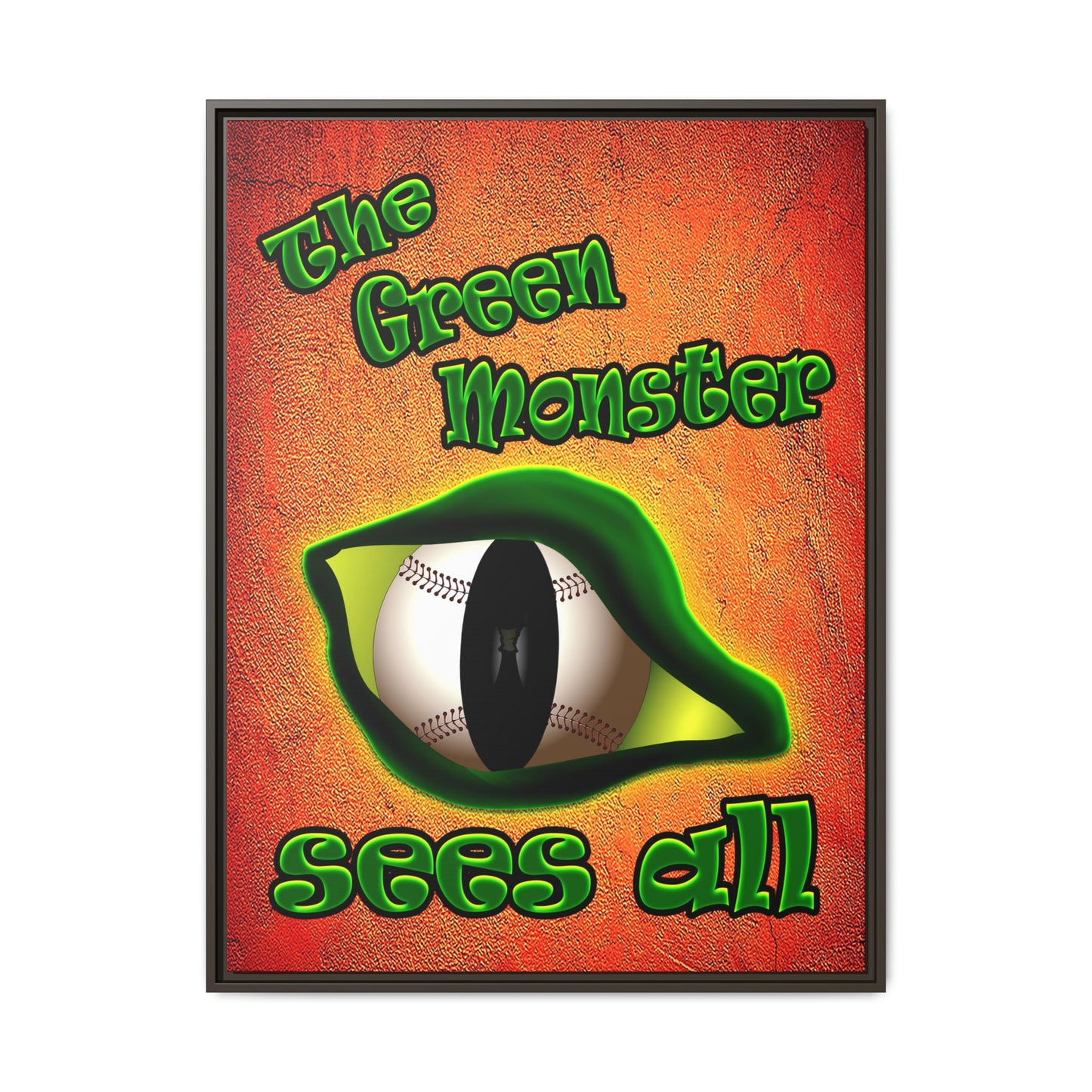 green monster - framed canvas art (burnt orange)