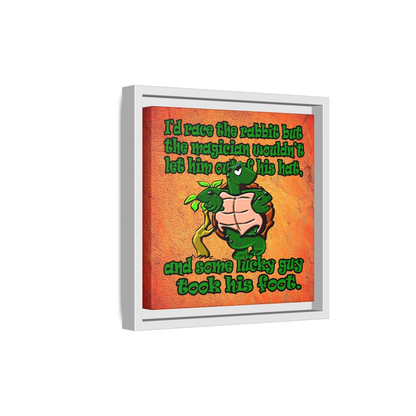 turtle race - framed canvas art (burnt orange)