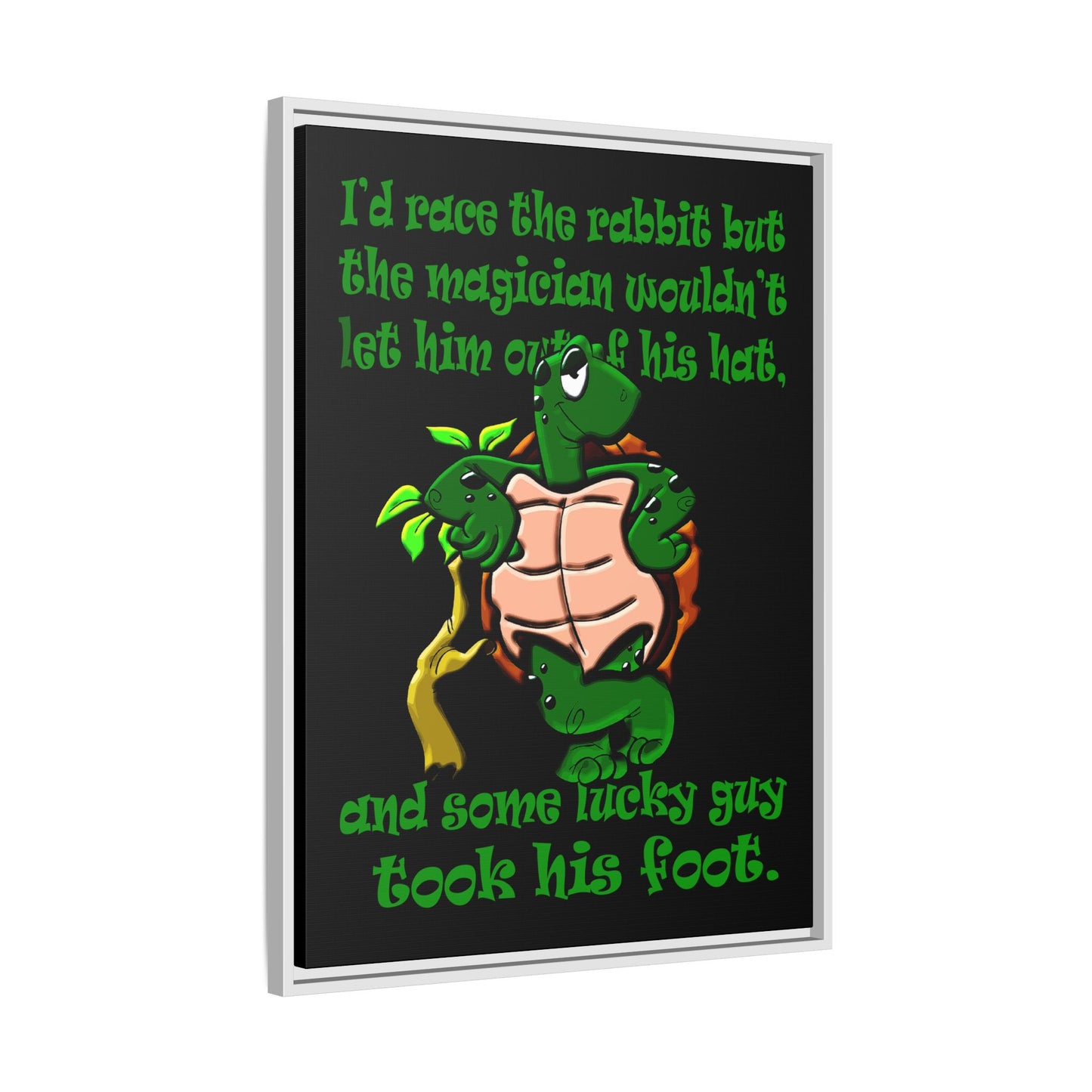 turtle race - framed canvas art (black)