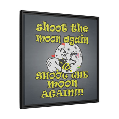 shoot the moon again - framed canvas art (grey-light grey)