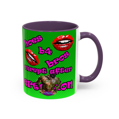hoes b4 bros - Accent Mug (logo green)
