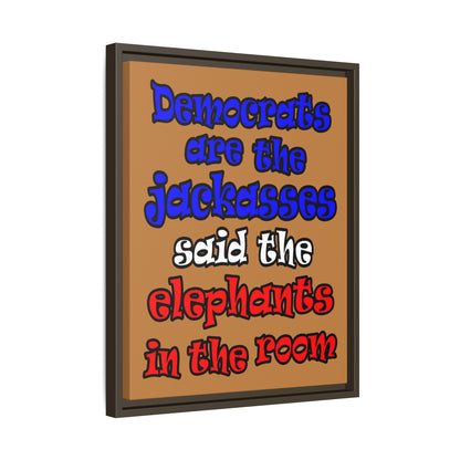 donkeys and elephants - framed canvas art (light brown)