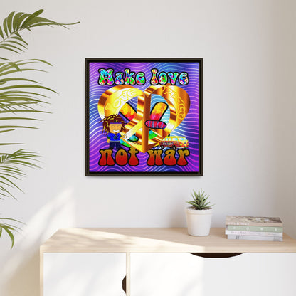 love peace - framed canvas art (purple wave)