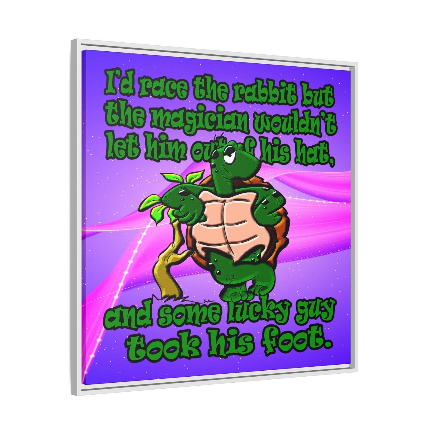 turtle race - framed canvas art (purple-pink wave)