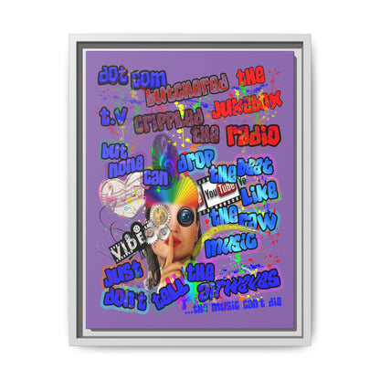 drop the beat - framed canvas art (light purple)