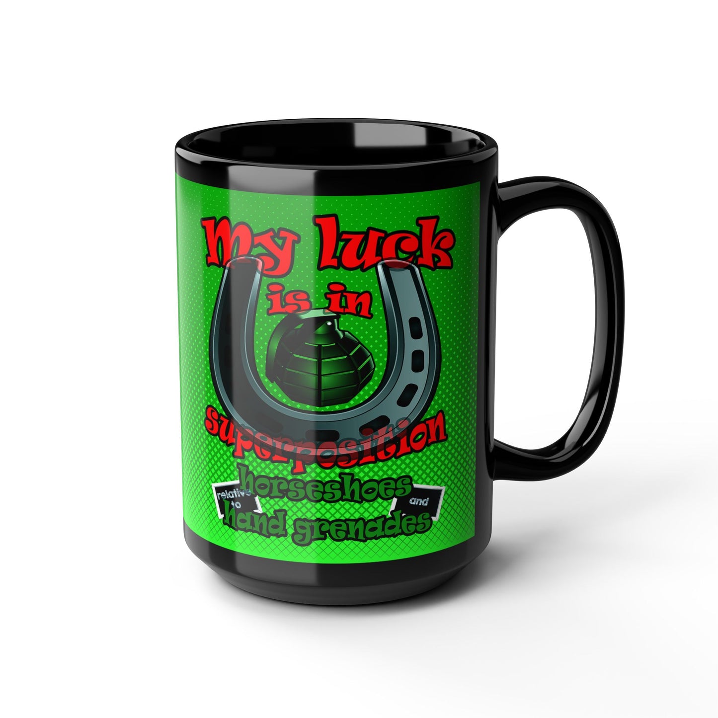 my luck - Black Mug (logo green)