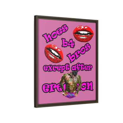 hoes b4 bros - framed canvas art (light pink)