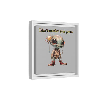 I don't care that your green - framed canvas art (light grey)