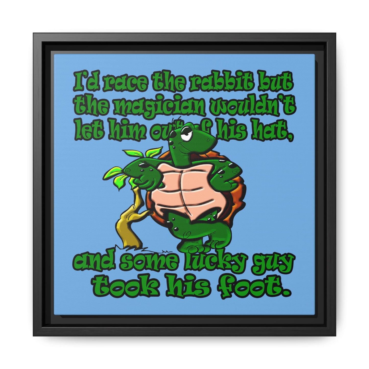 turtle race - framed canvas art (light blue)