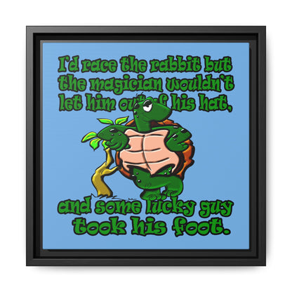 turtle race - framed canvas art (light blue)