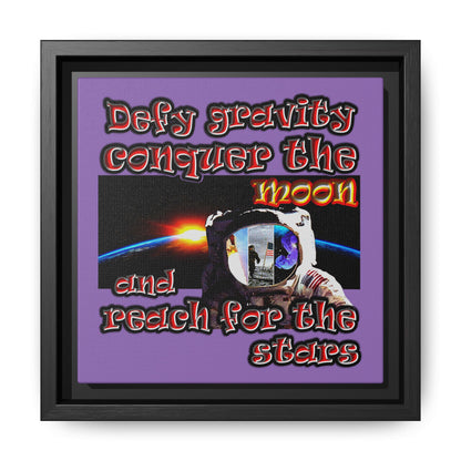 defy conquer reach - framed canvas art (light purple)