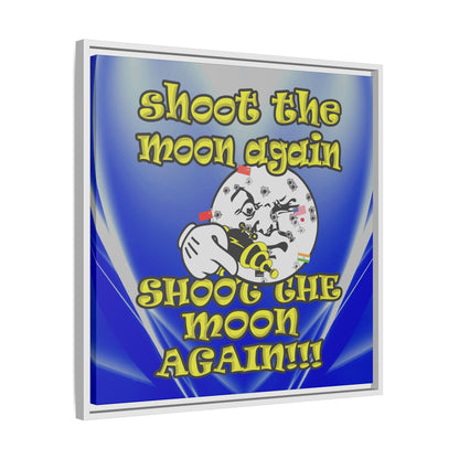 shoot the moon again - framed canvas art (blue-white wave)