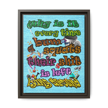 the bum's shit - framed canvas art (faded blue)