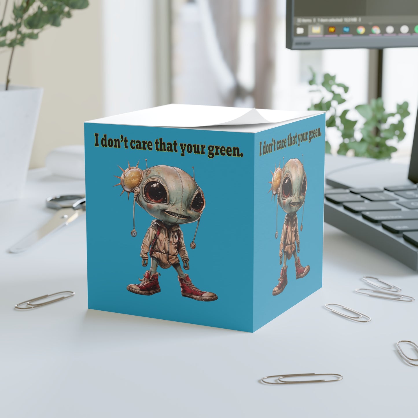 I don't care that your green - note cube (turquoise)