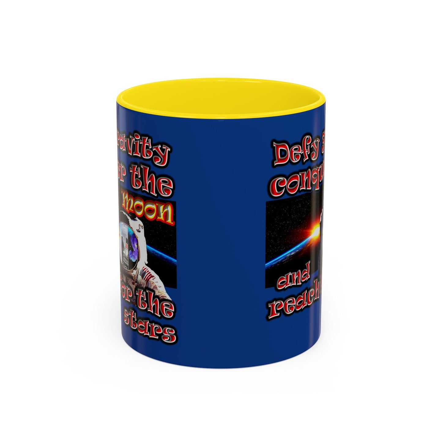 defy conquer reach - Accent Mug (dark blue)