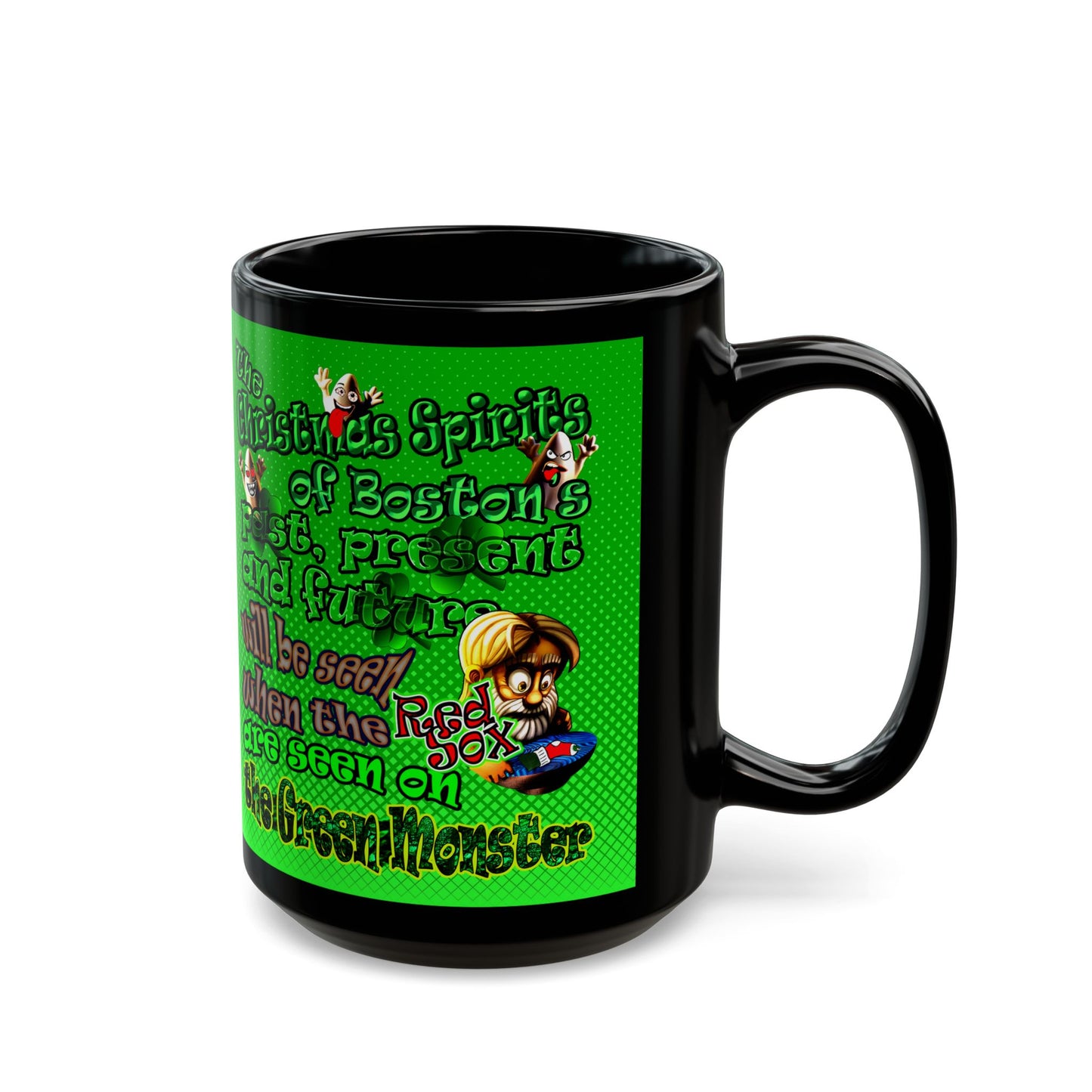 christmas spirits of boston - Black Mug (logo green)