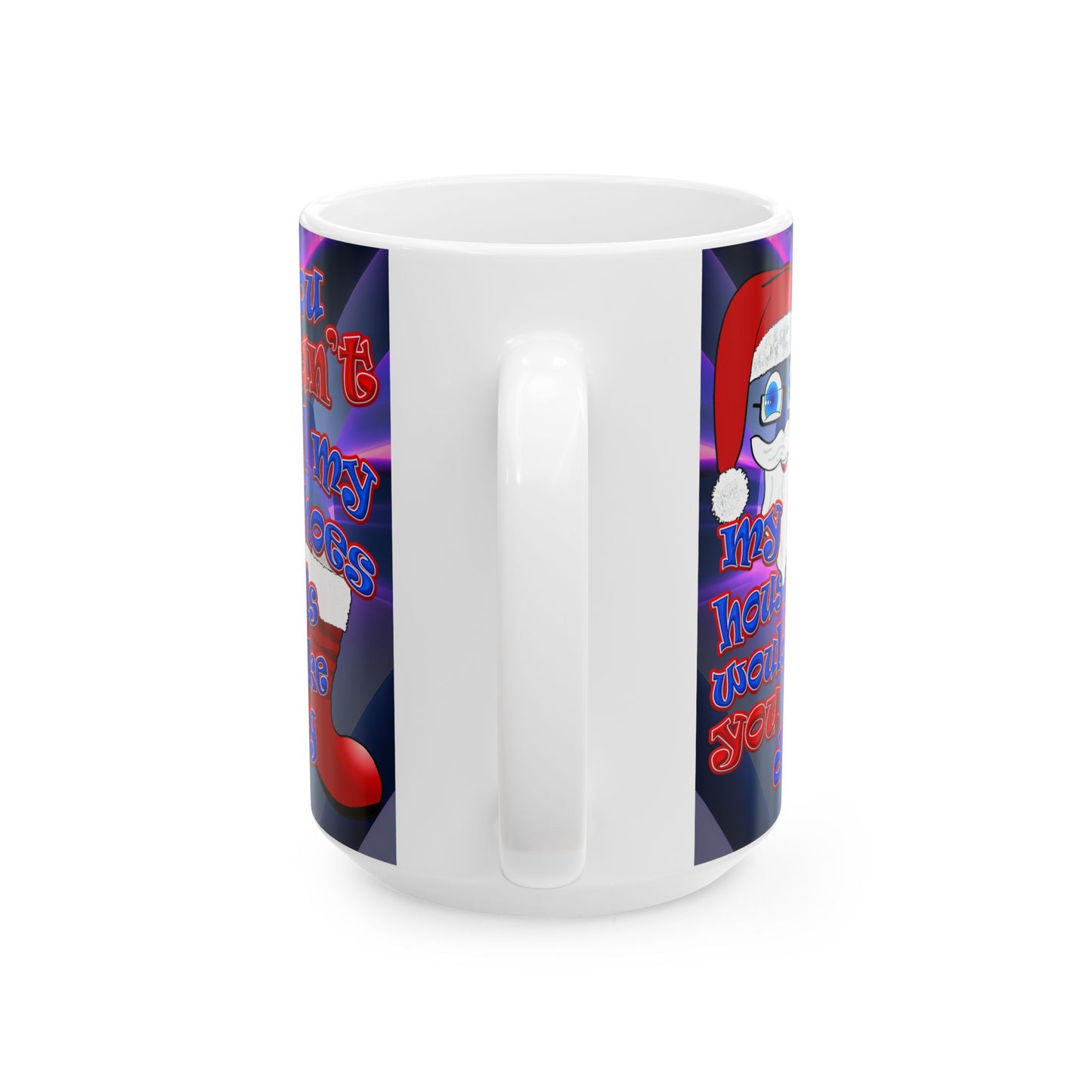 santa's shoes - White Mug (grey-pink wave)