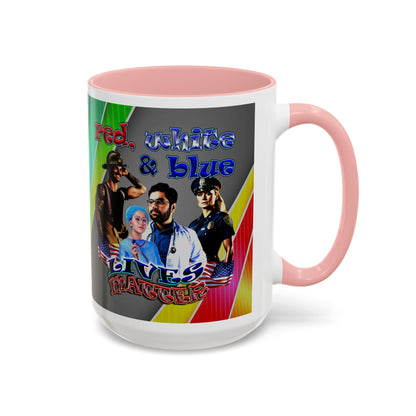 rw&b lives matter - Accent Mug (rainbow split)