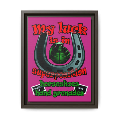 my luck - framed canvas art (pink)