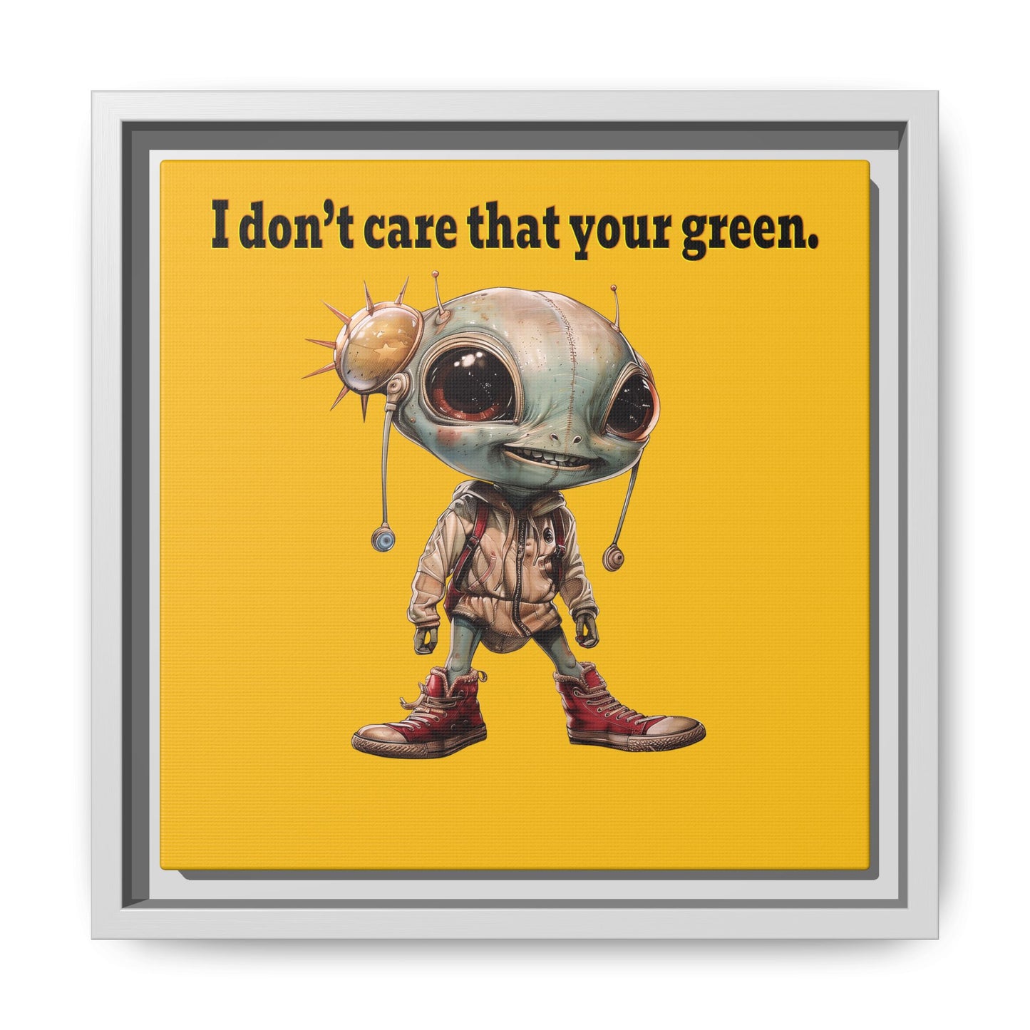 I don't care that your green - framed canvas art (yellow)