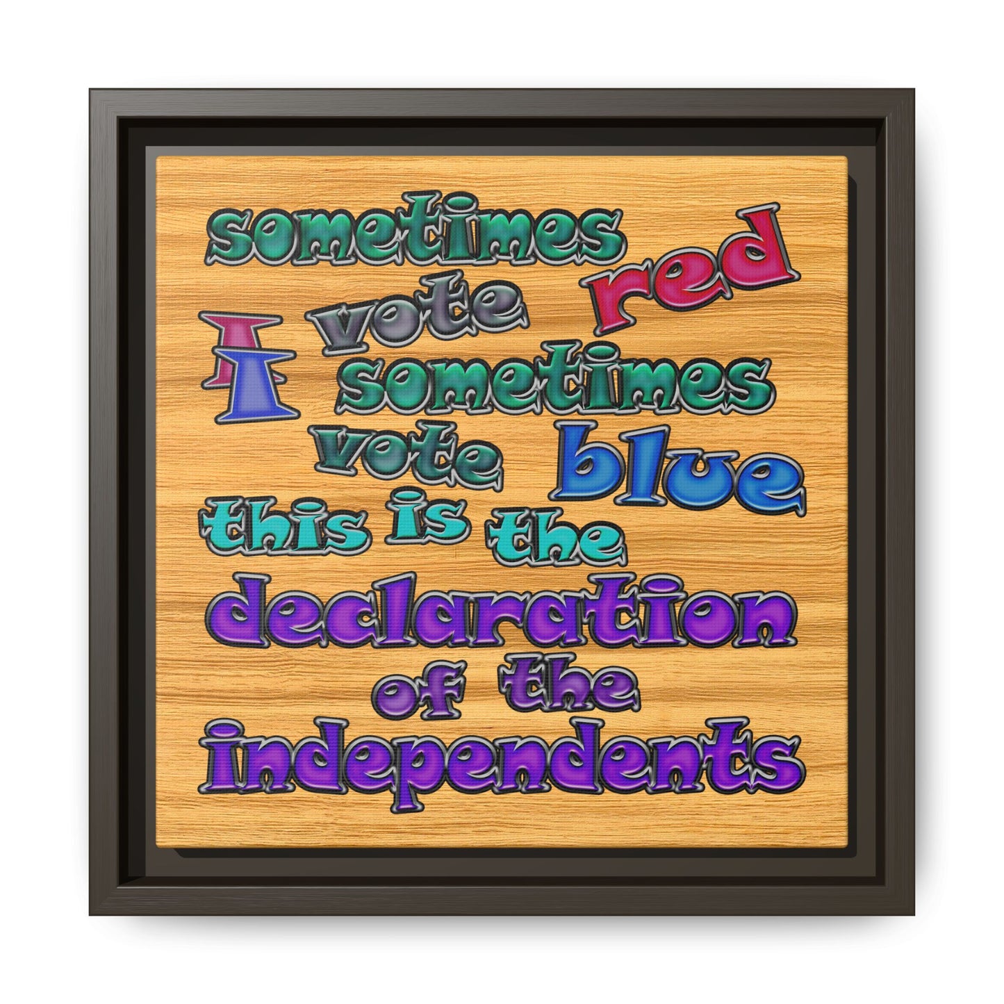 declaration of the independents - framed canvas art (butterscotch wood finish)