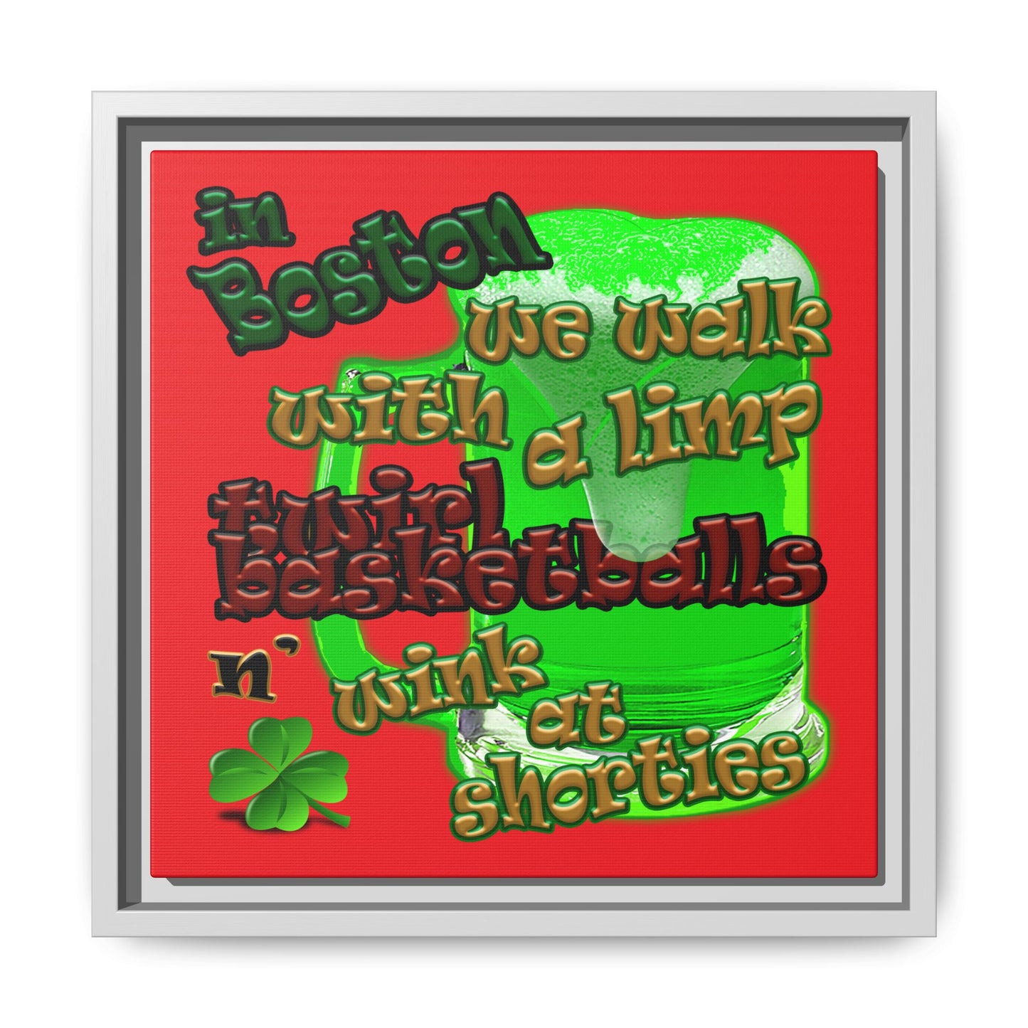 celtics logo - framed canvas art (red)