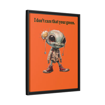 I don't care that your green - framed canvas art (orange)