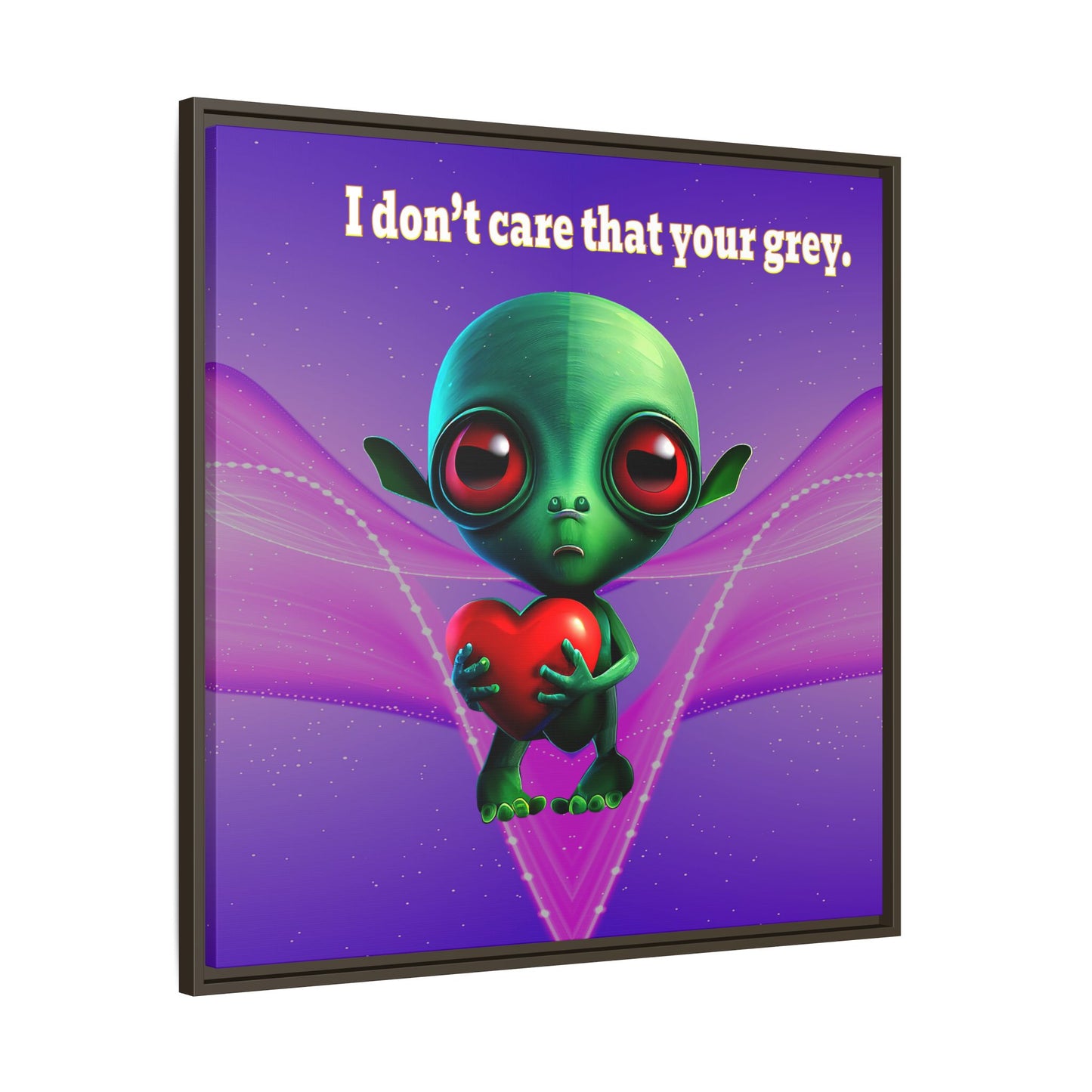 I don't care that your grey - framed canvas art (purple-pink wave)