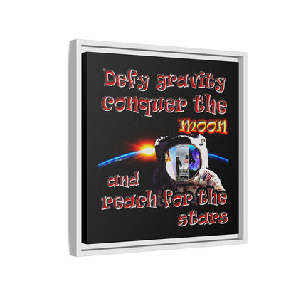 defy conquer reach - framed canvas art (black)