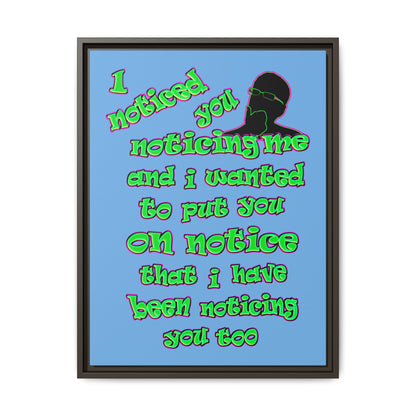 noticed you noticing - framed canvas art (light blue)