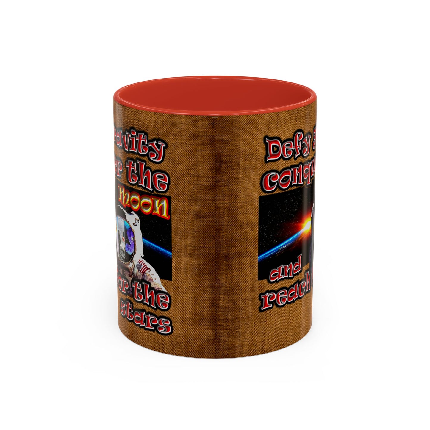 defy conquer reach - Accent Mug (brown papyrus)