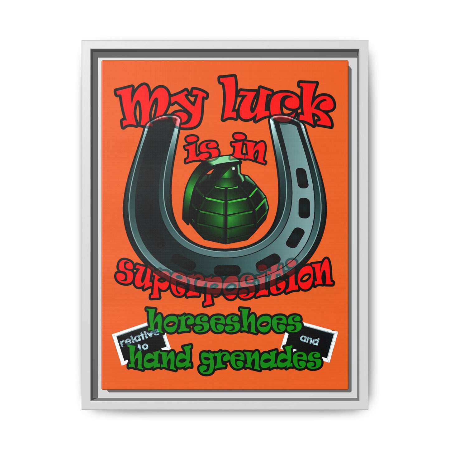 my luck - framed canvas art (orange)