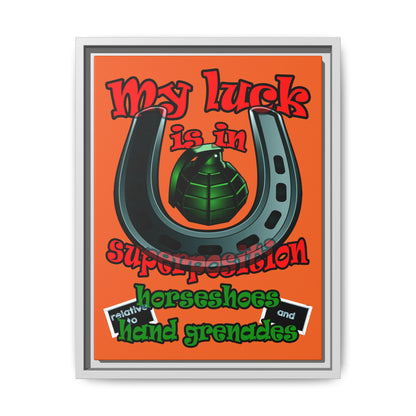 my luck - framed canvas art (orange)