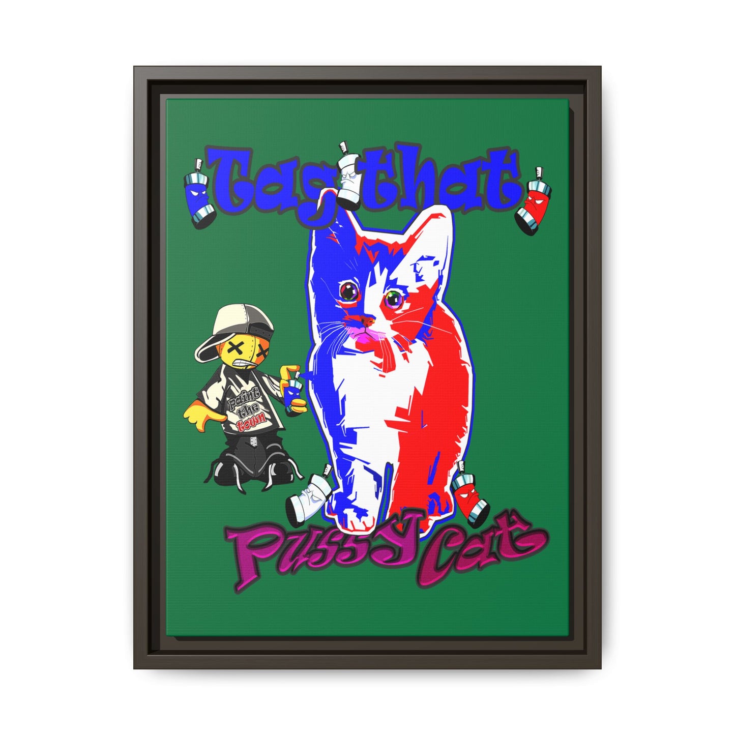 tag that - framed canvas art (dark green)
