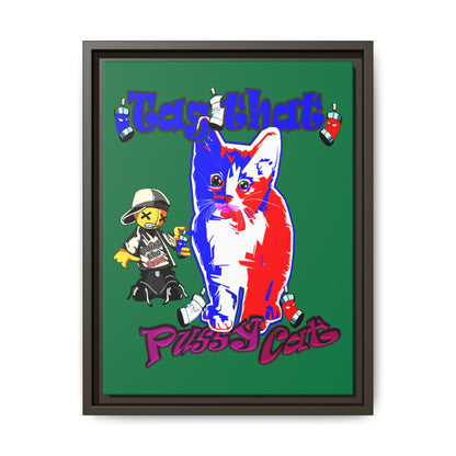 tag that - framed canvas art (dark green)