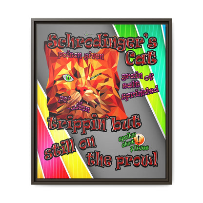 schrodinger's cat - framed canvas art (rainbow split)