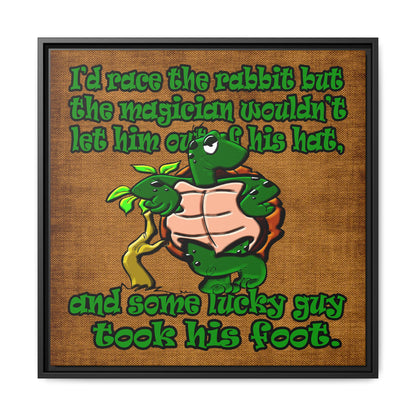 turtle race - framed canvas art (brown papyrus)
