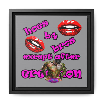 hoes b4 bros - framed canvas art (grey)