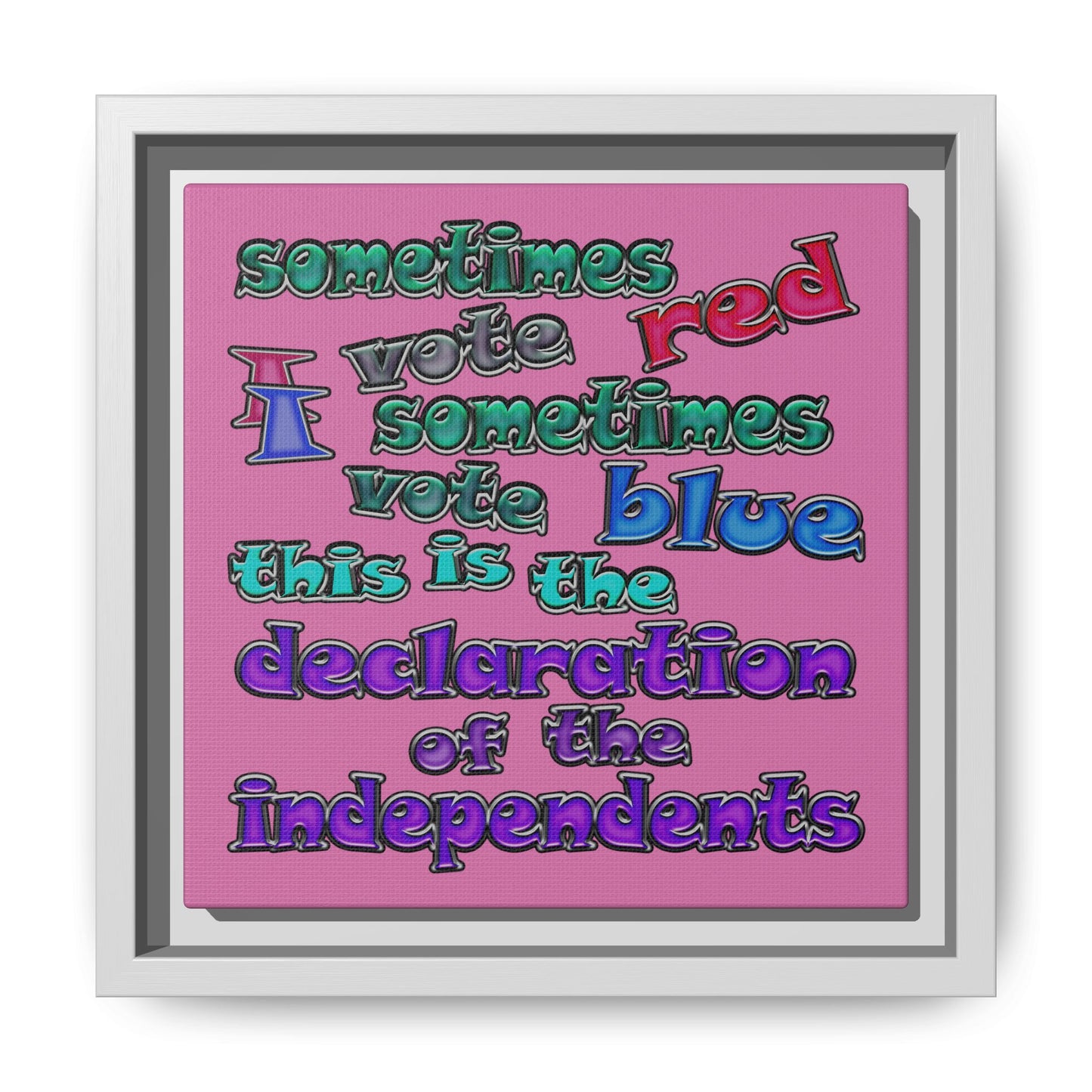 declaration of the independents - framed canvas art (light pink)