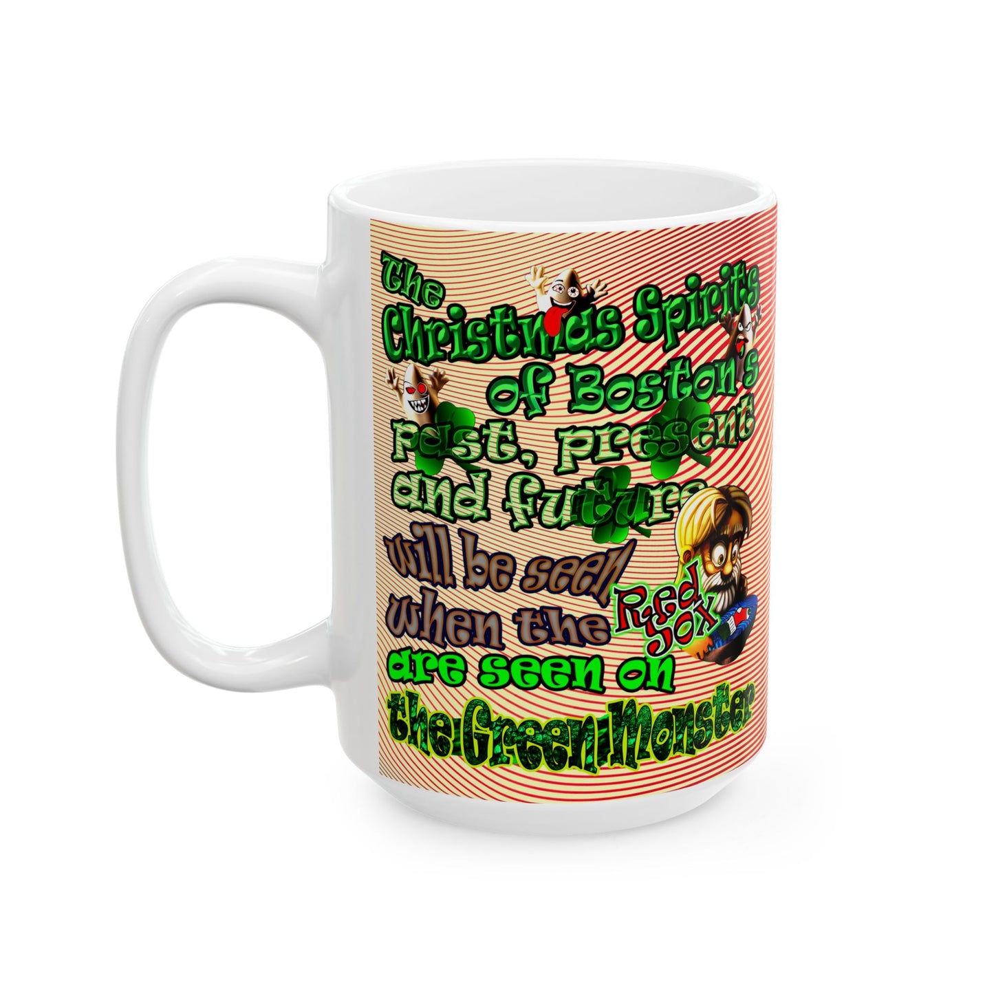 christmas spirits of boston - White Mug (yellow-orange wave)