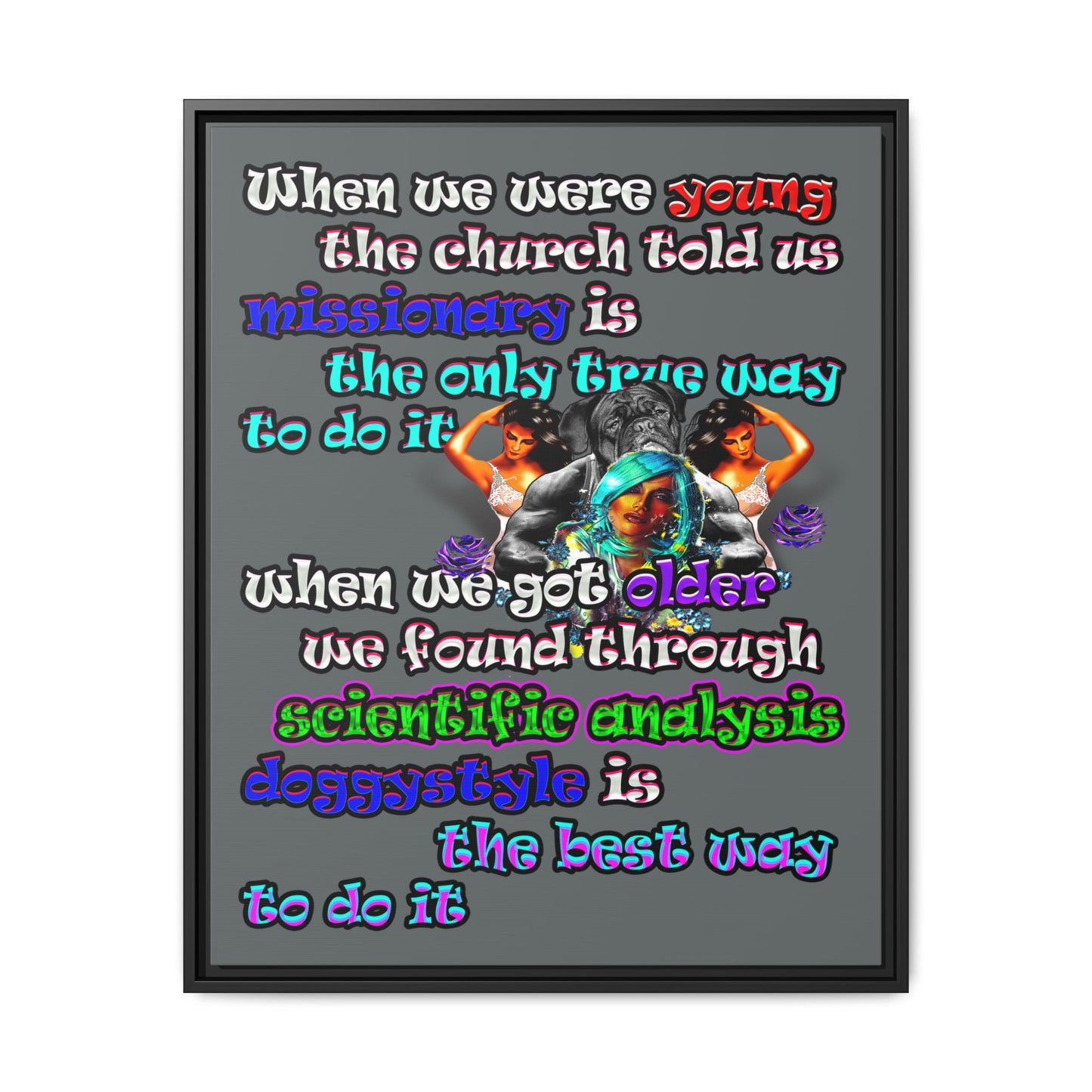 doggystyle - framed canvas art (dark grey)