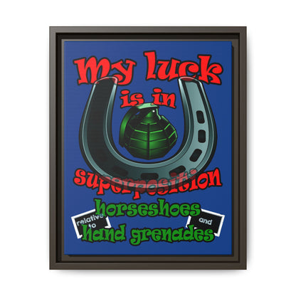 my luck - framed canvas art (dark blue)