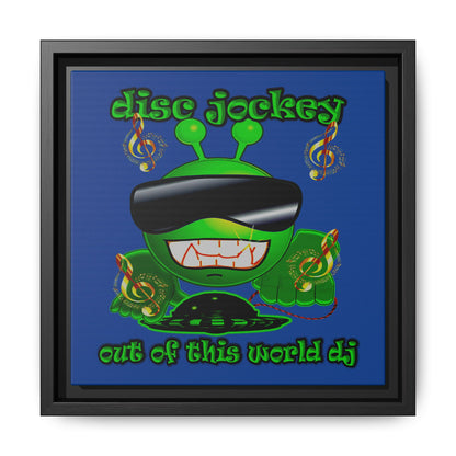 disc jockey - framed canvas art (dark blue)