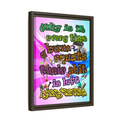 the bum's shit - framed canvas art (light blue-pink wave)