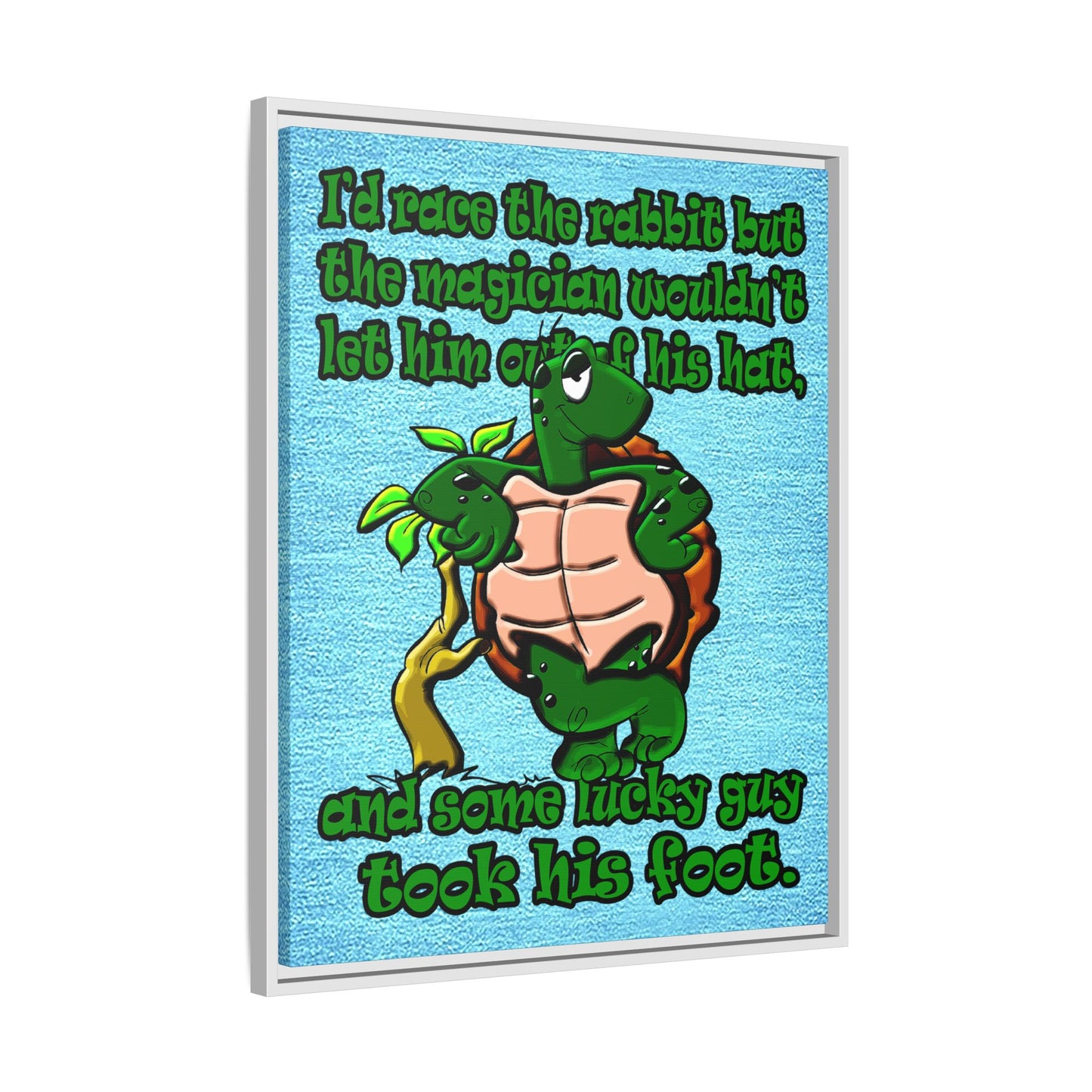 turtle race - framed canvas art (faded blue)