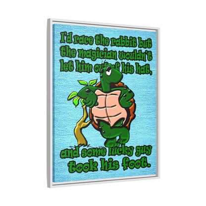 turtle race - framed canvas art (faded blue)