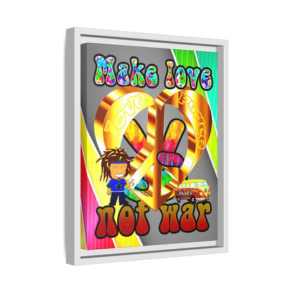 love peace - framed canvas art (rainbow split)