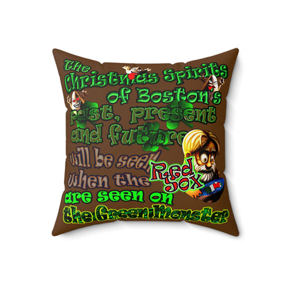 christmas spirits of boston - Faux Suede Square Pillow - (brown)