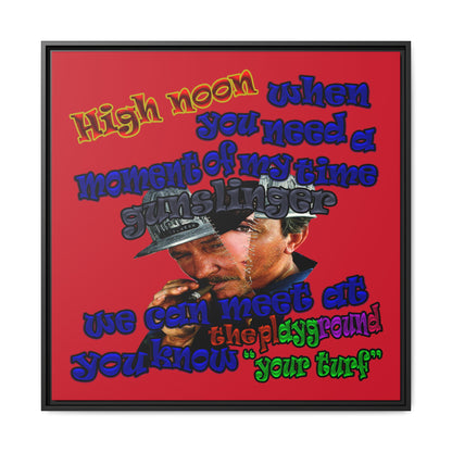 high noon - framed canvas art (dark red)